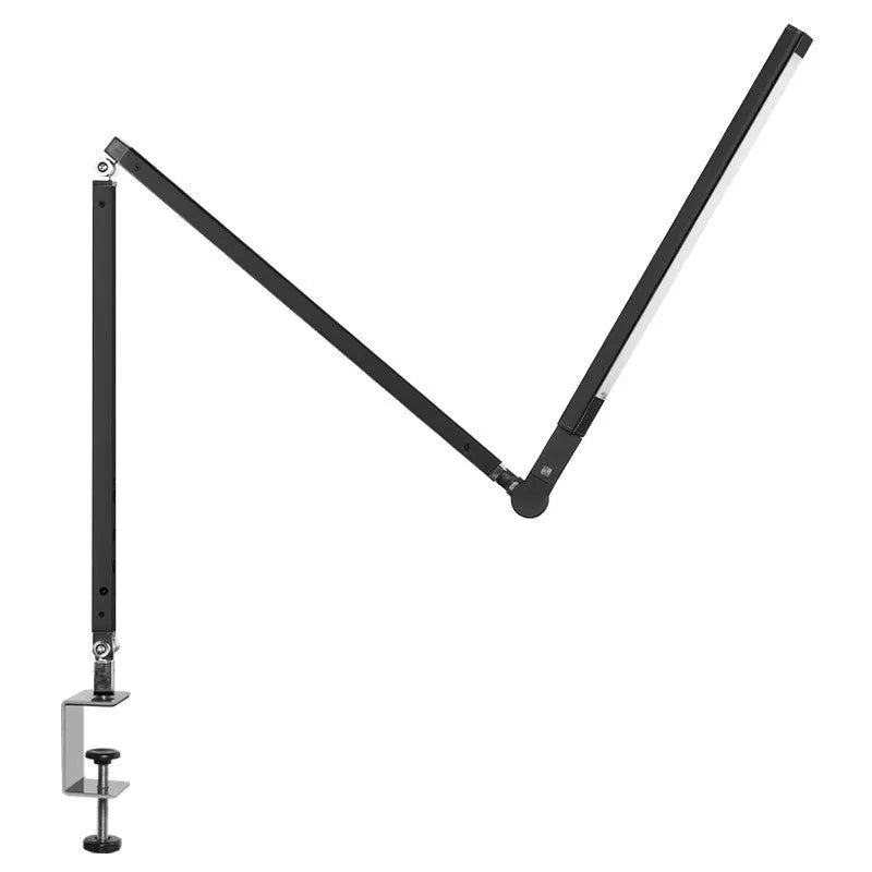 Aluminium clip-on LED desk lamp with remote control in black, silver, blue, or gold finish