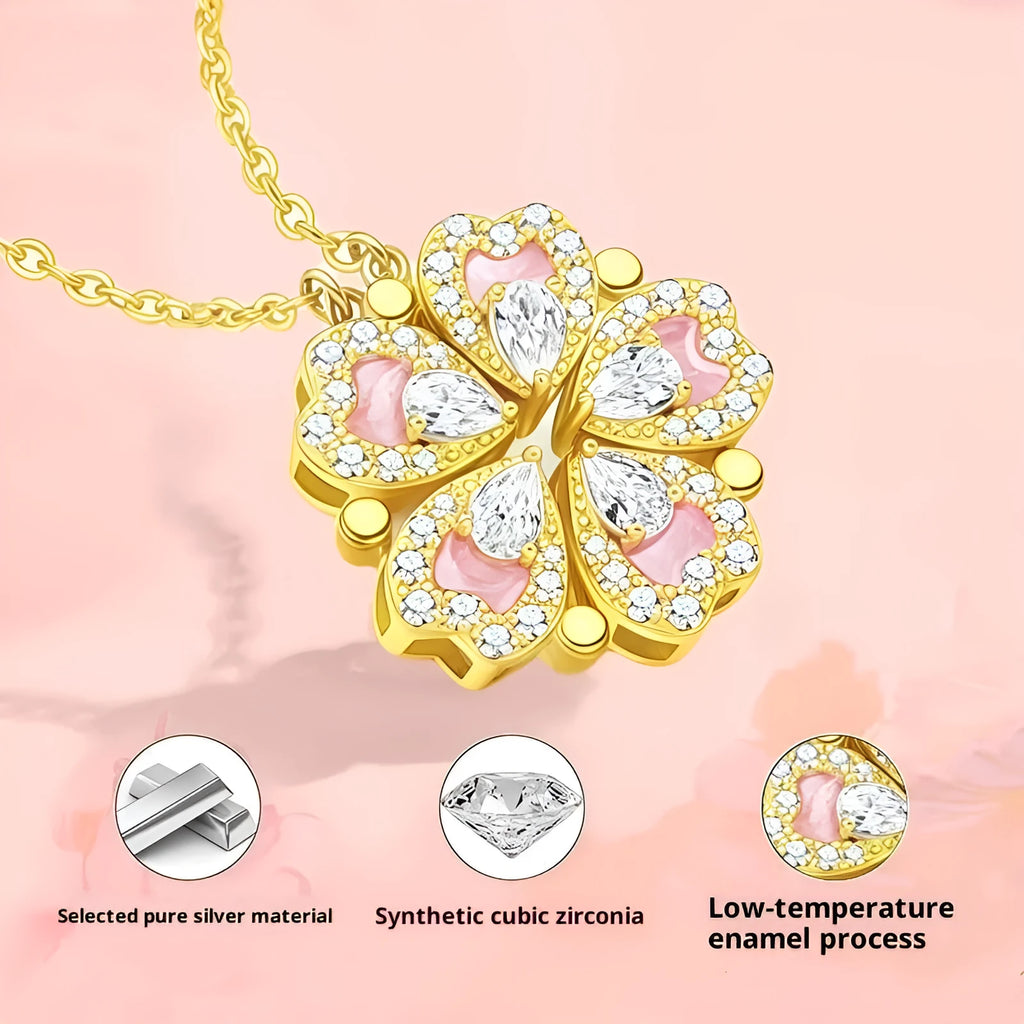 S999 silver heart pendant clavicle chain necklace with rose gold finish and cross chain, 40+5cm.