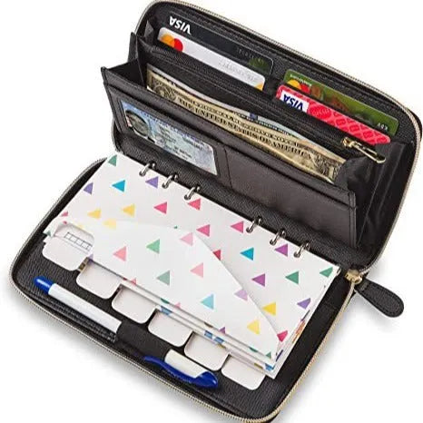 PU leather anti-theft card holder wallet with RFID blocking, shown in multiple colours
