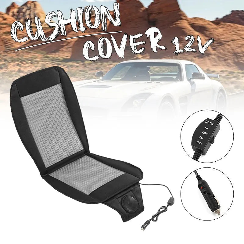 Black and grey grid car cool seat cushion with fibre outer and EVA fill for summer use