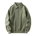 Men's fleece half-zip lapel hoodie in black, long sleeves, polyester cotton blend, winter warm top