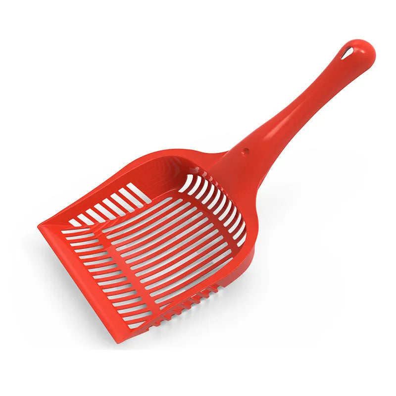 Plastic cat litter scoop in red, yellow, or blue colours with medium or small size options