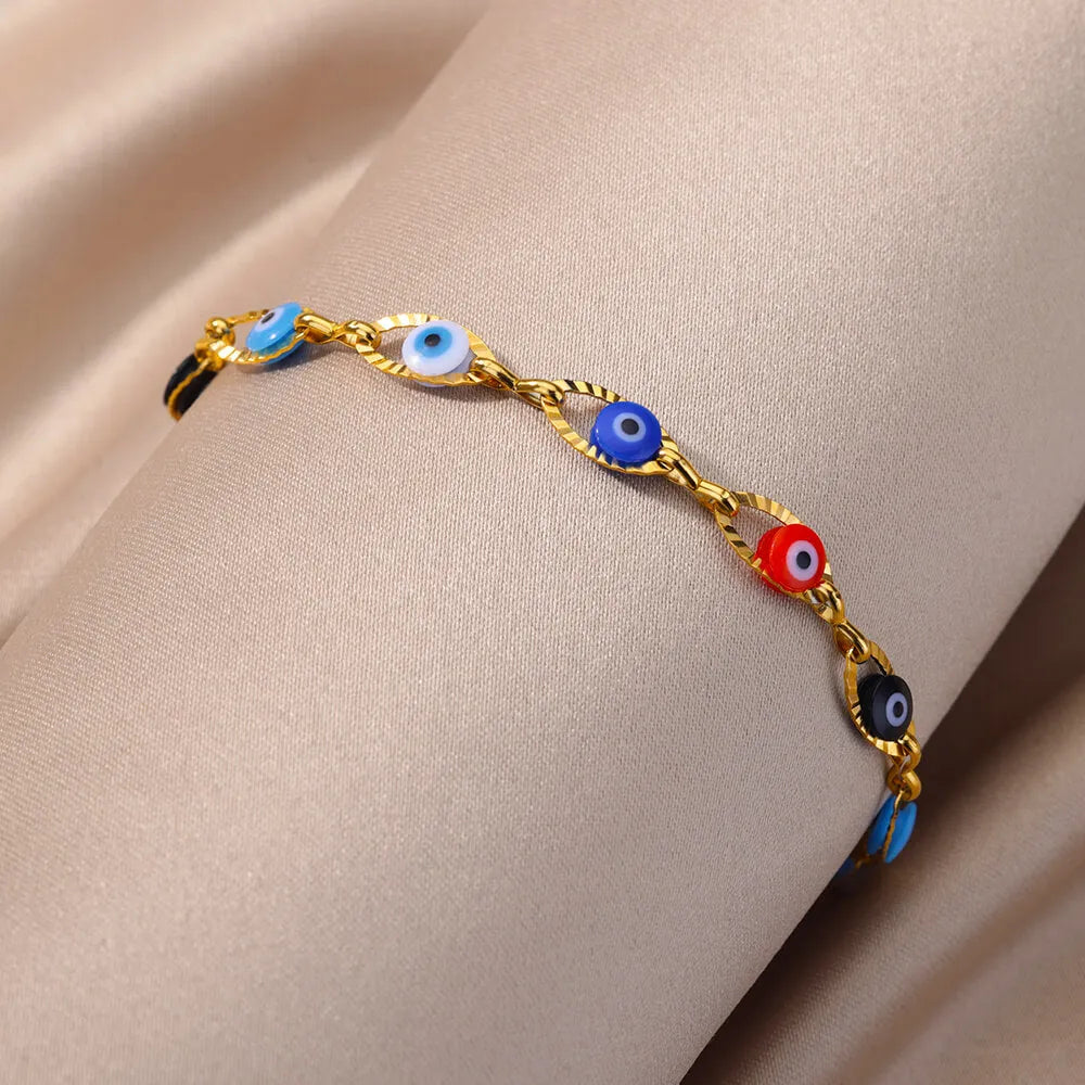 Enamelled lucky beaded bracelet for women with natural zircon chain in Style 2 colour