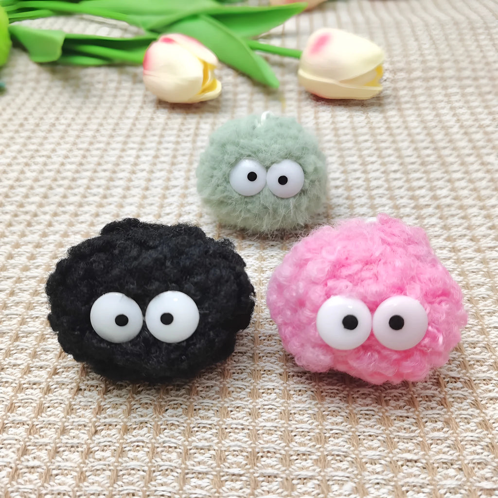 Doll bouquet DIY bounce ball accessory in artificial plush with ribbon eyes