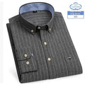 Men's long sleeve pure cotton plaid shirt in casual style, available in five colours and sizes 38-47.