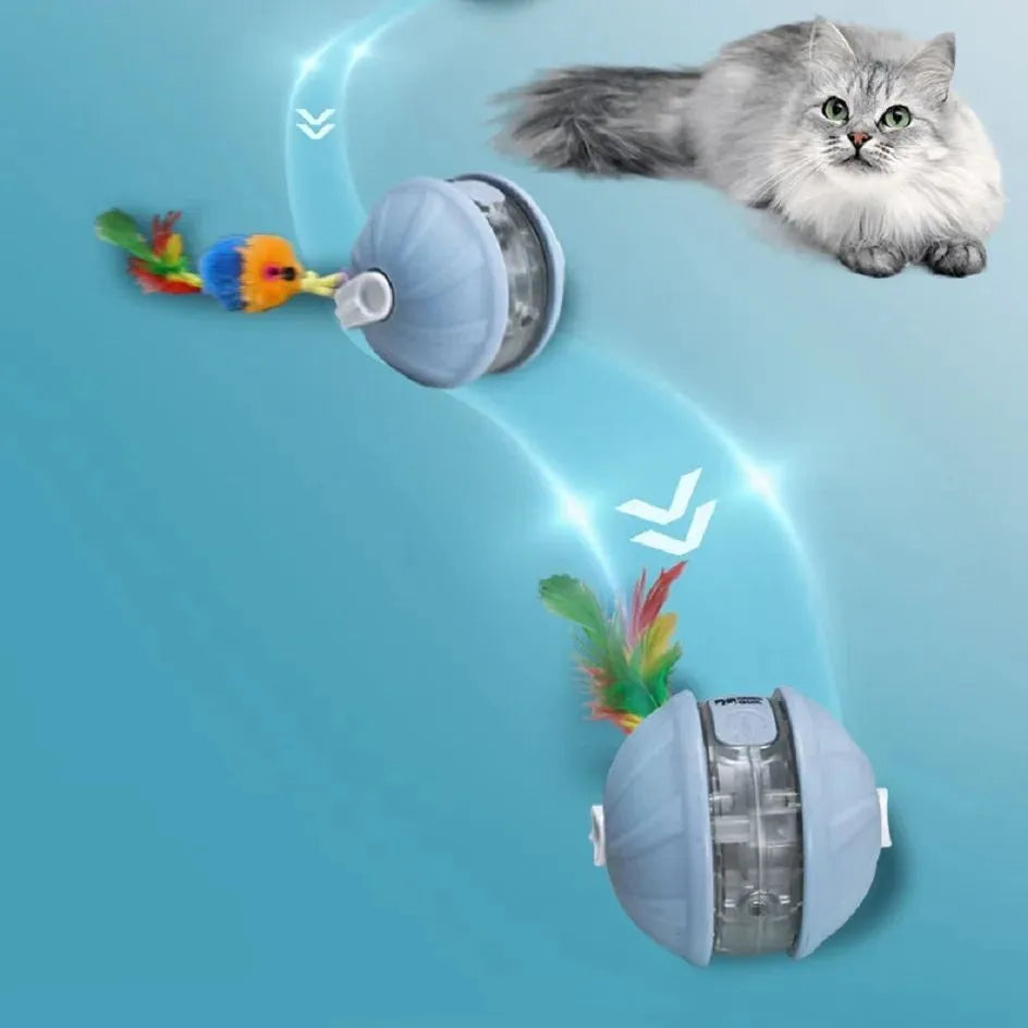 Upgrade cat interactive ball toy with faux tail, laser pointer, and voice reminder in colour options