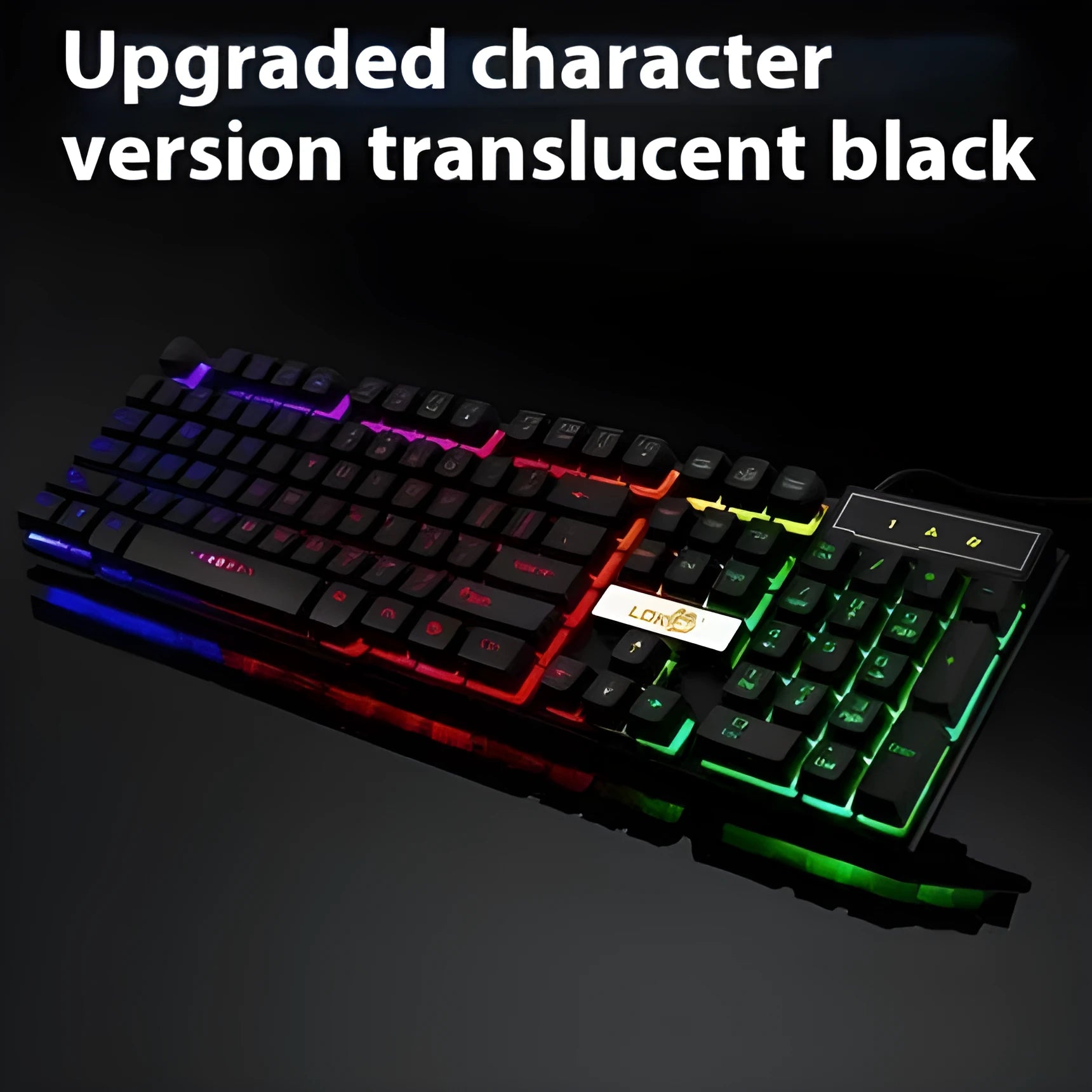 Glowing USB gaming keyboard cable with braided nylon sleeve in white or black options