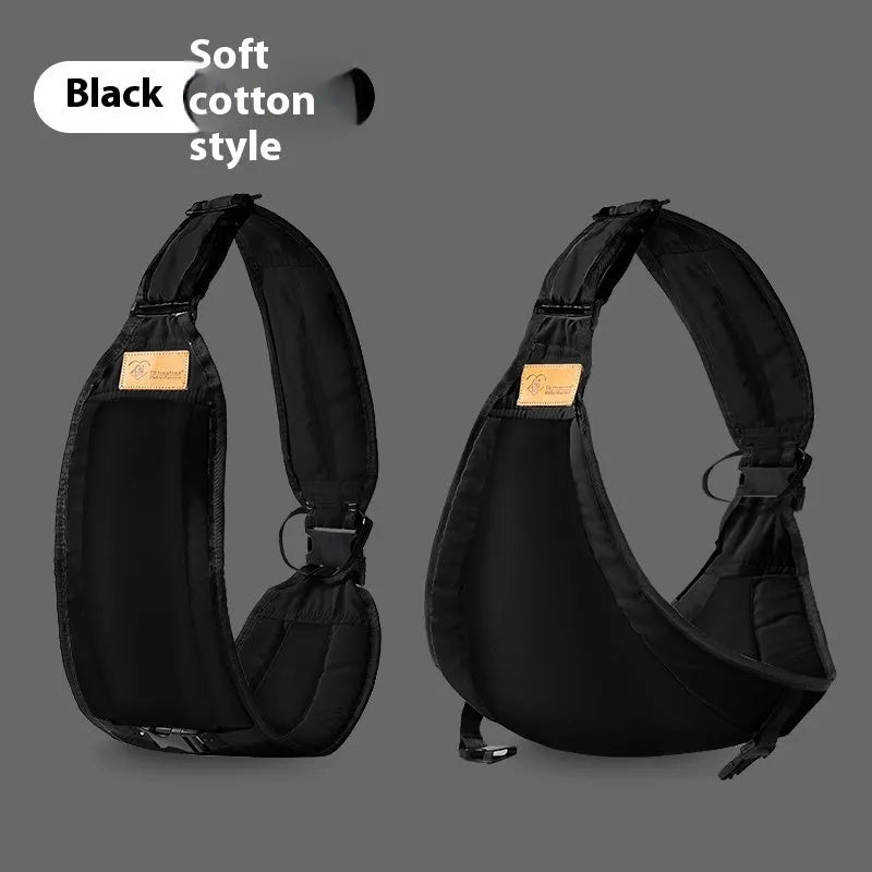 Baby carrier waist stool in cloth material, shown in one of four colour options: black, green, gray, or pink.