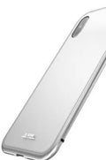 Suntaiho magnetic adsorption phone case with tempered glass back for iPhone, shown in transparent red colour.