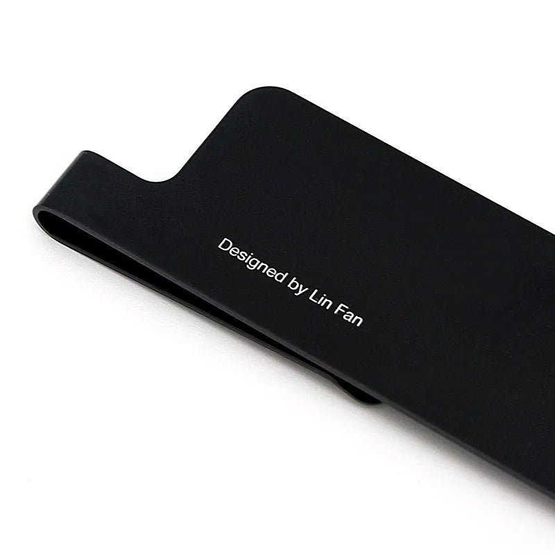 15cm black aluminium ruler with laser-engraved scales and bookmark function