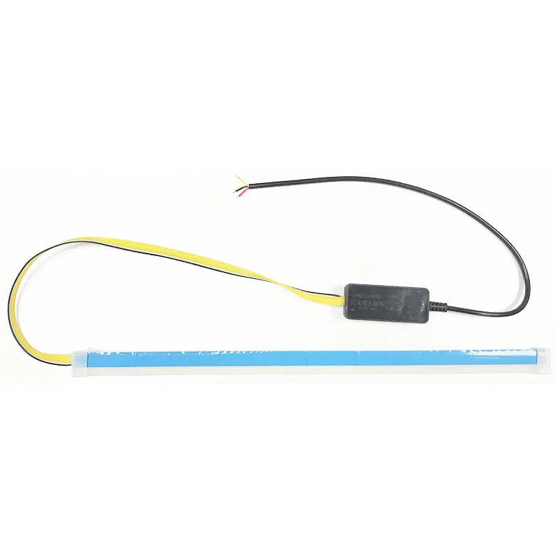 Car LED daytime running light strip with flowing turn signals in silicone waterproof construction