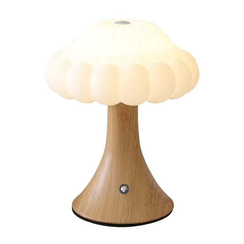 Mushroom-shaped touch control night lamp with USB charging in five colour options