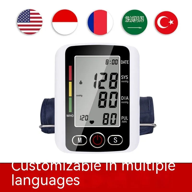 ARM type electronic blood pressure monitor with large screen display on cuff
