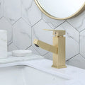 Brass square lever pull faucet with brushed gold electroplated finish
