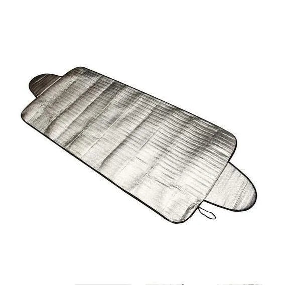 Car windshield cover on a car, protecting against snow and frost.