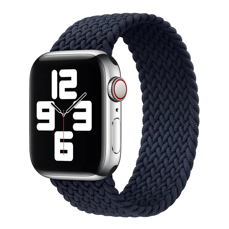 Elastic nylon braided rainbow watch strap for Apple Watch 38mm to 45mm, woven fabric, multiple colour options