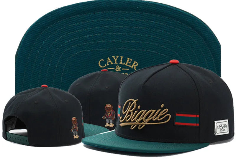 Black embroidered baseball cap with dome crown and adjustable back, front view
