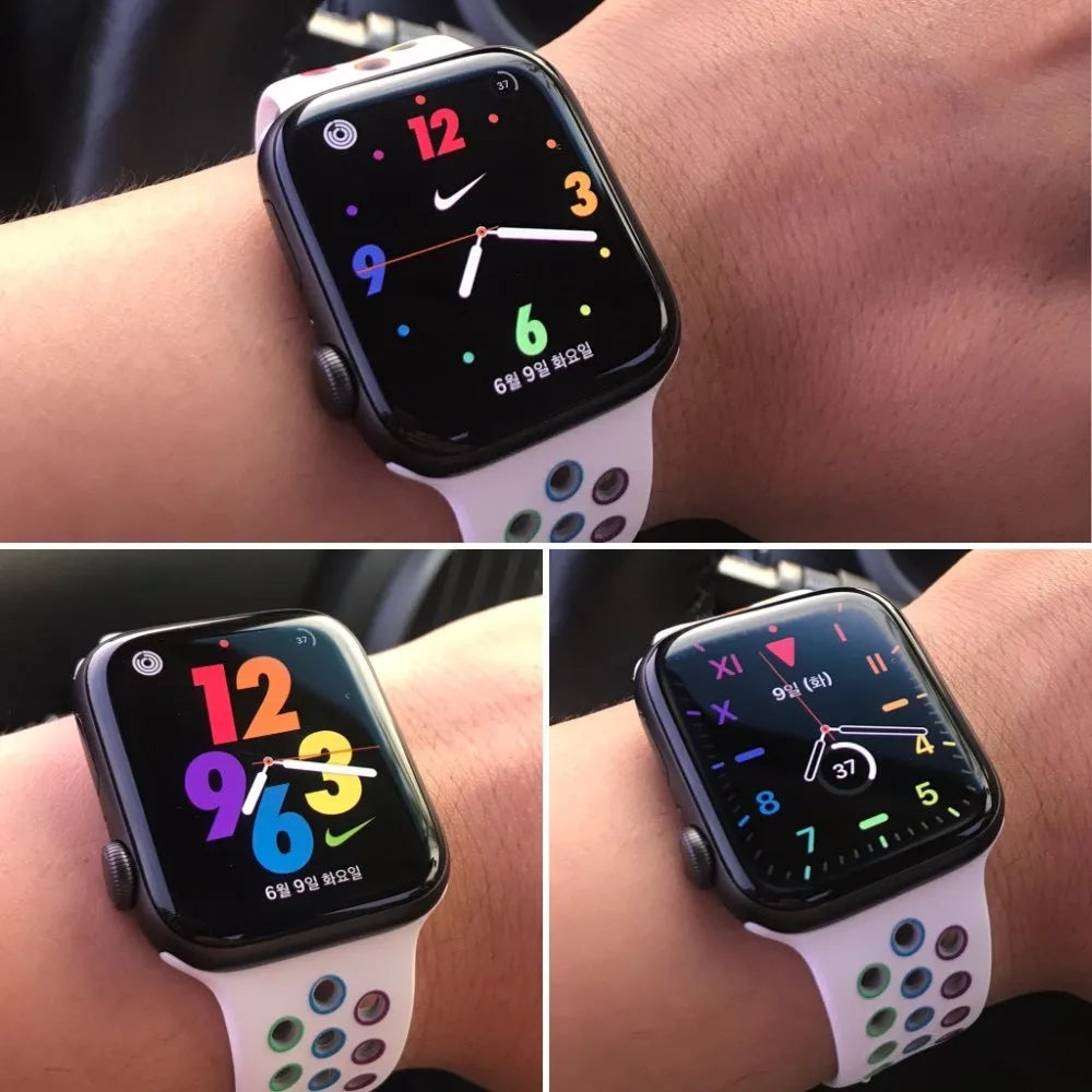 Black silicone sports wristband with a single buckle closure on a wrist.