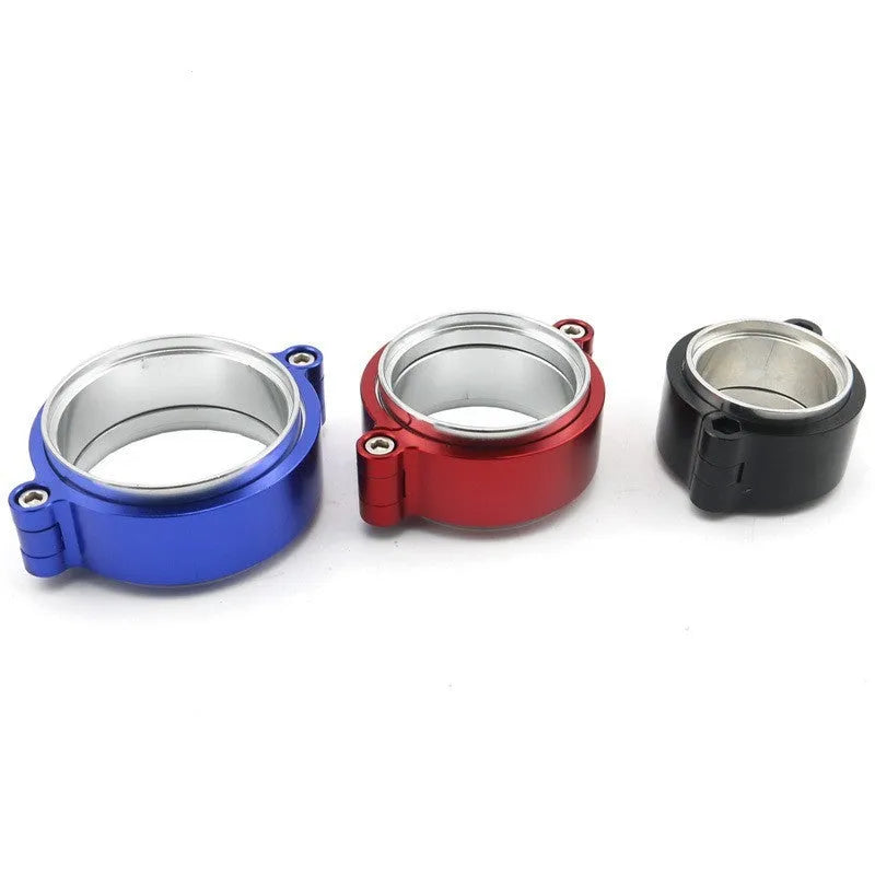 Aluminium turbocharger exhaust clamp for car modification in black, blue, or red colours