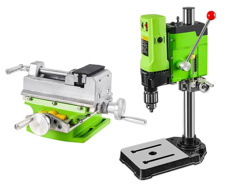 1050W bench drill and milling machine with cross bench pliers on workshop bench