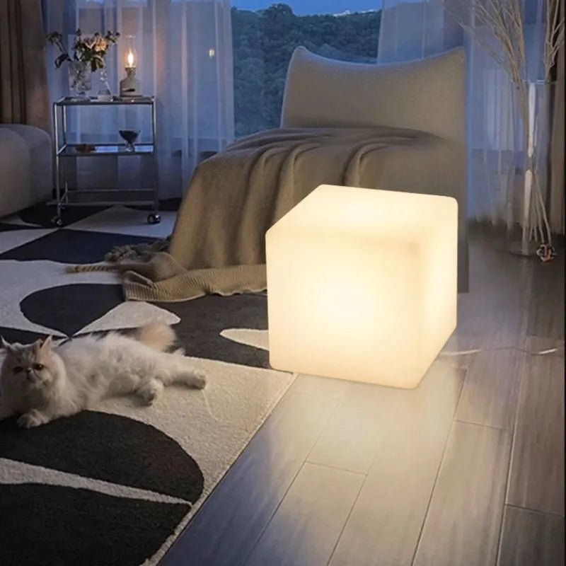 Square LED cube light stool with modern design for outdoor or indoor use