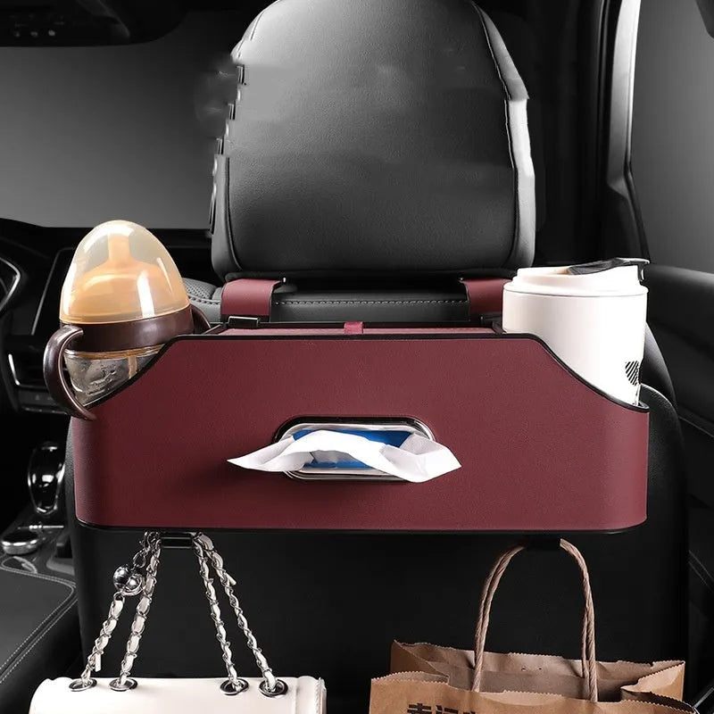 Genuine leather car tissue box holder with suspended mounting in multiple colour options