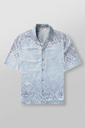 Men's casual loose short sleeve top with printed floral pattern in neutral colour