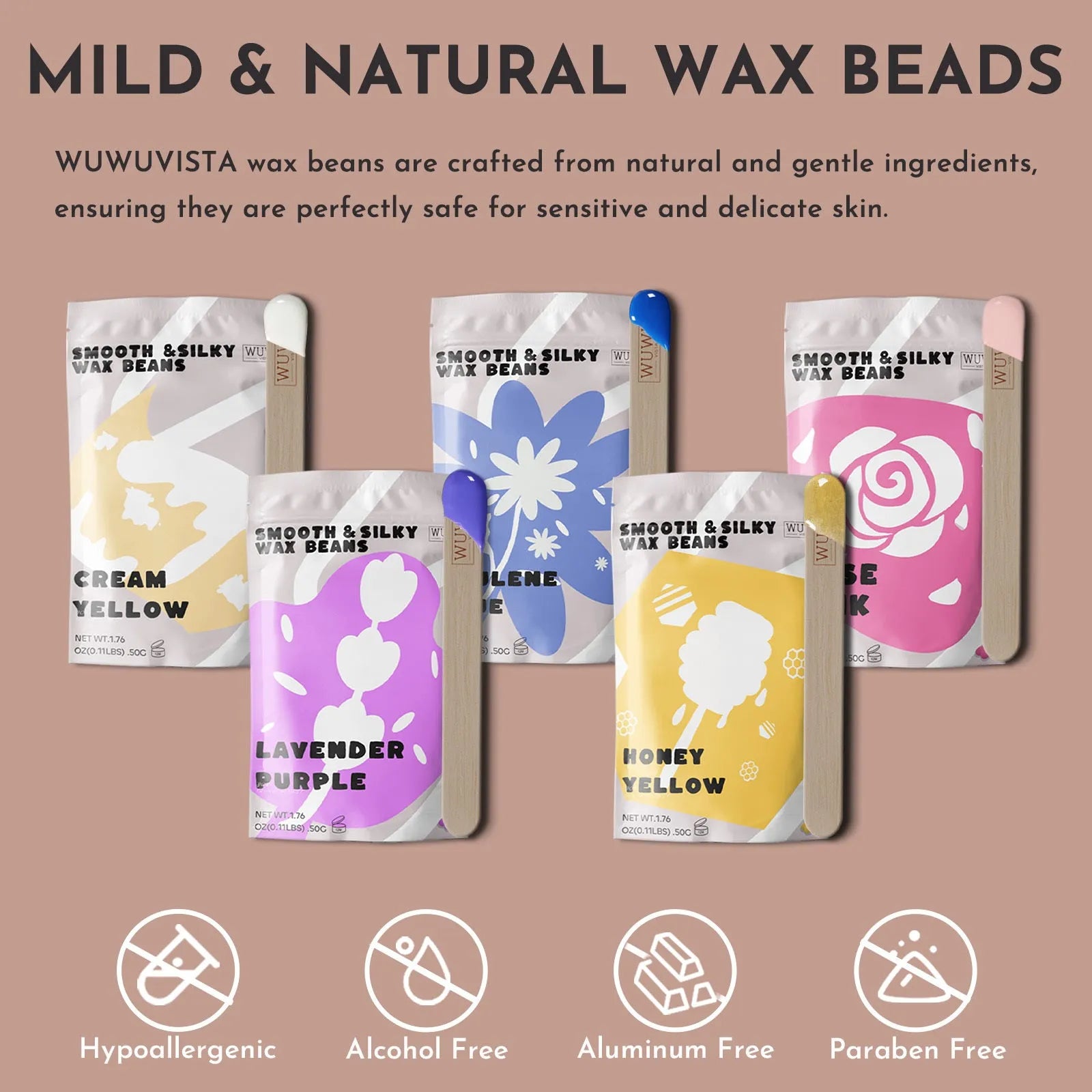 Black or pink 52-piece professional waxing kit with wax warmer, beans, lotion, masks, and tools