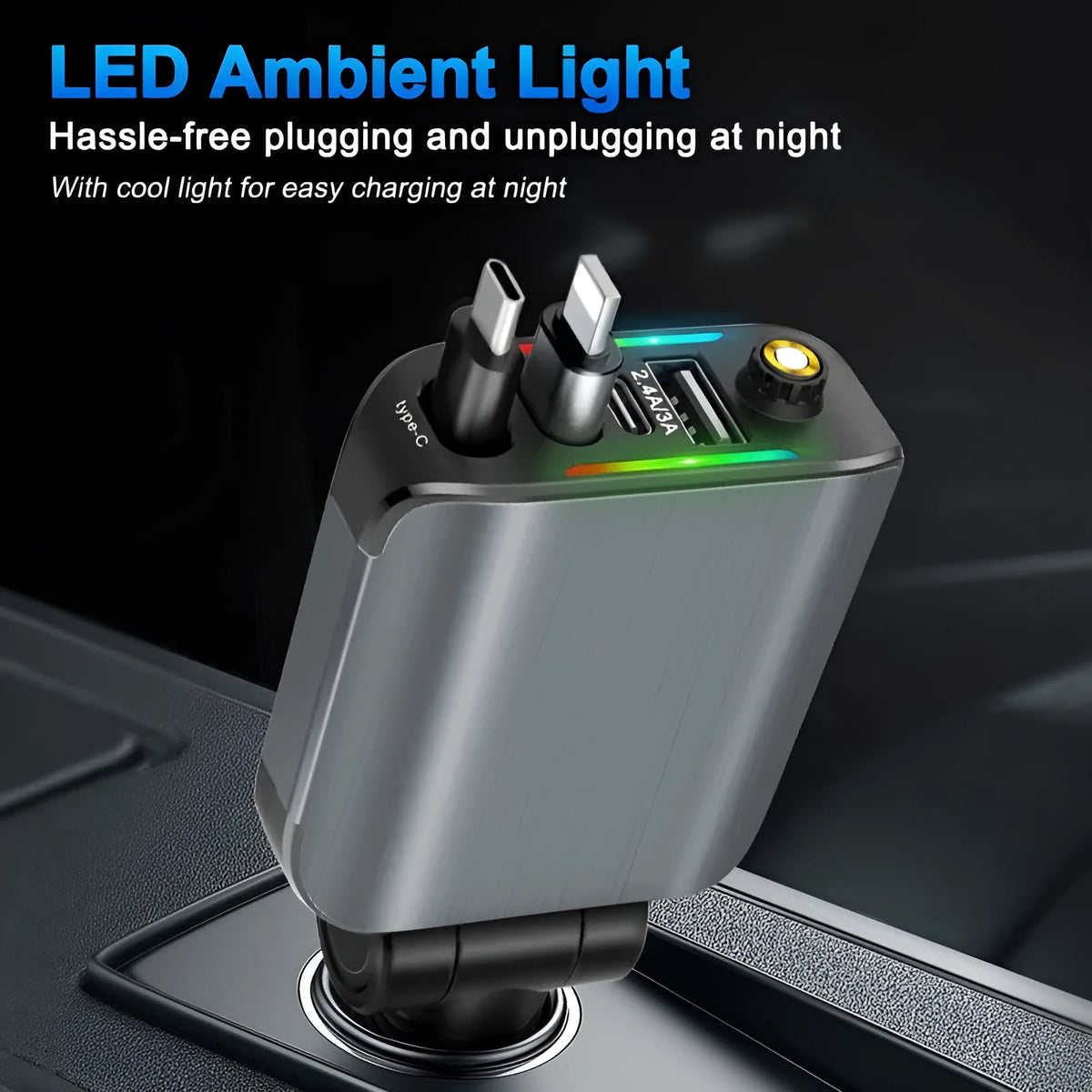 Starry Sky 120W fast charging car charger with Type-C plug, black