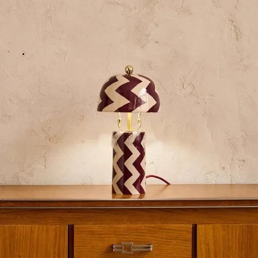 Striped table lamp with matte finish for model house or bedroom display, 200-300mm size