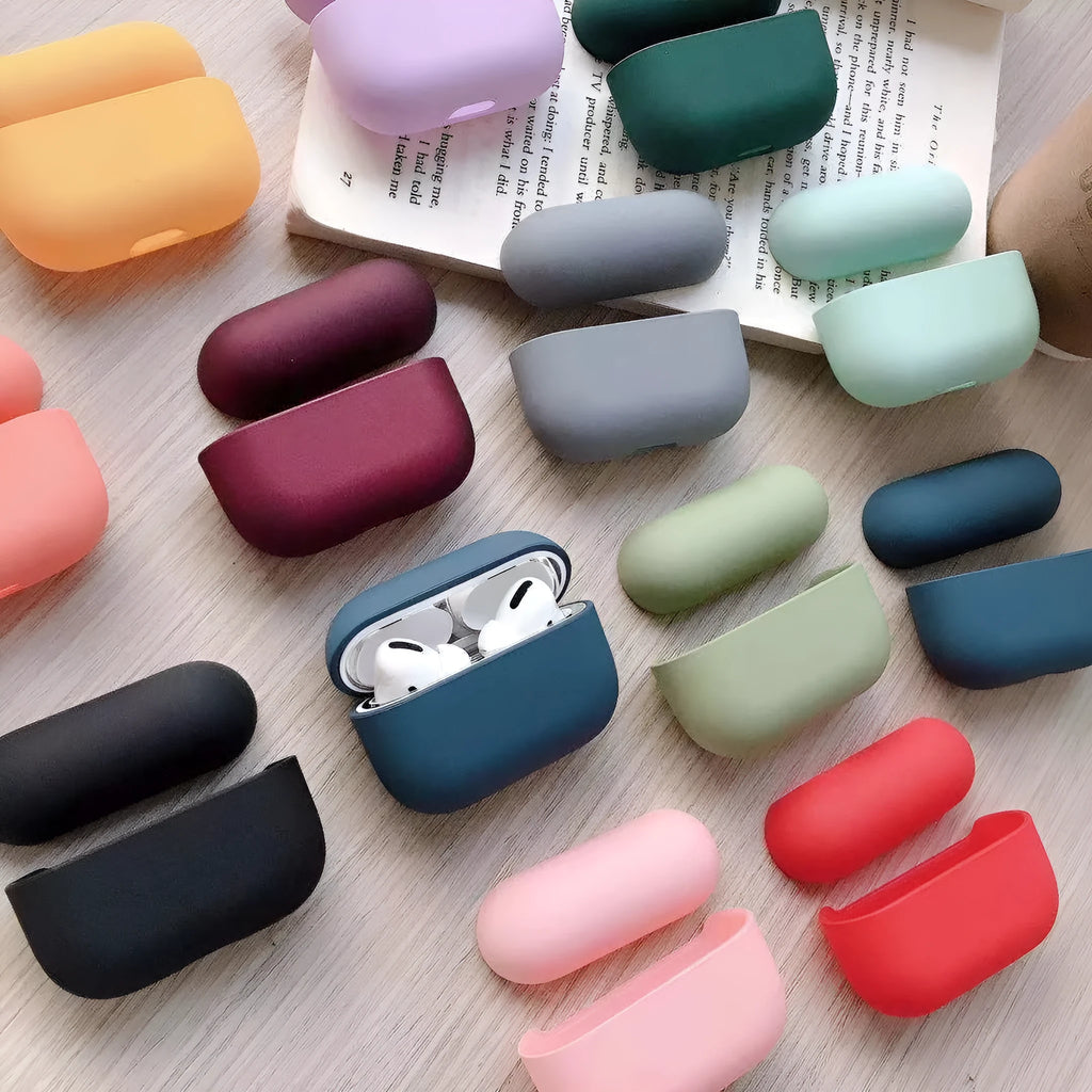 AirPods Pro plastic protective case showing multiple colour options