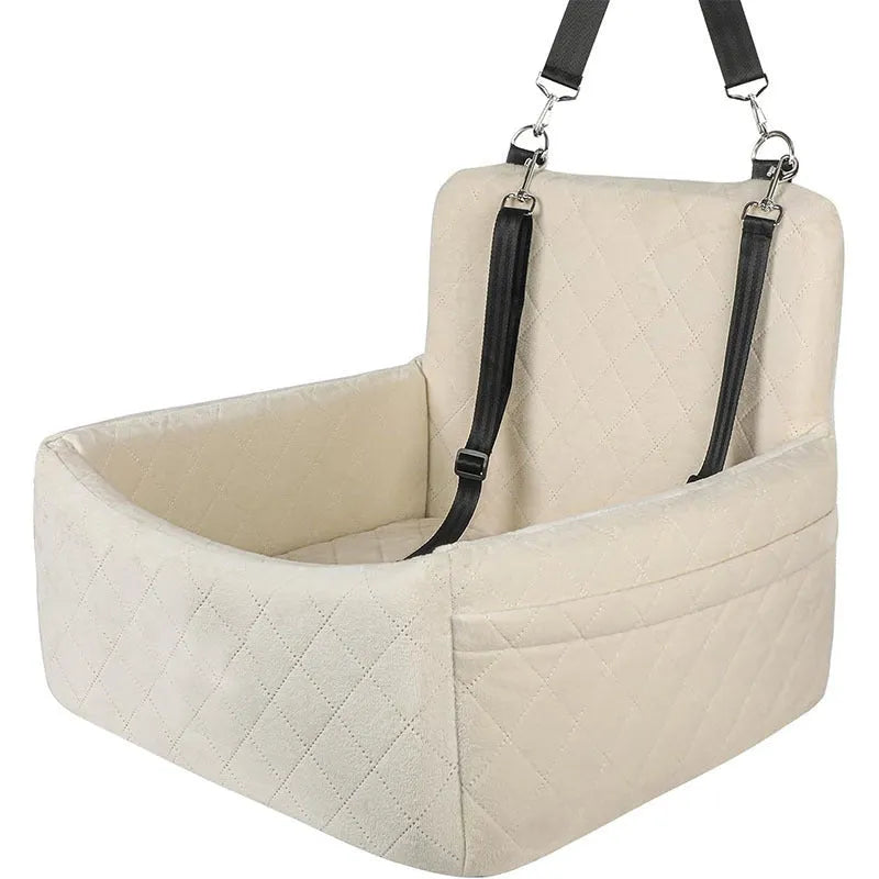 Pet car mat in Holland Velvet, 48x48x13cm, black, on car seat for dog travel protection