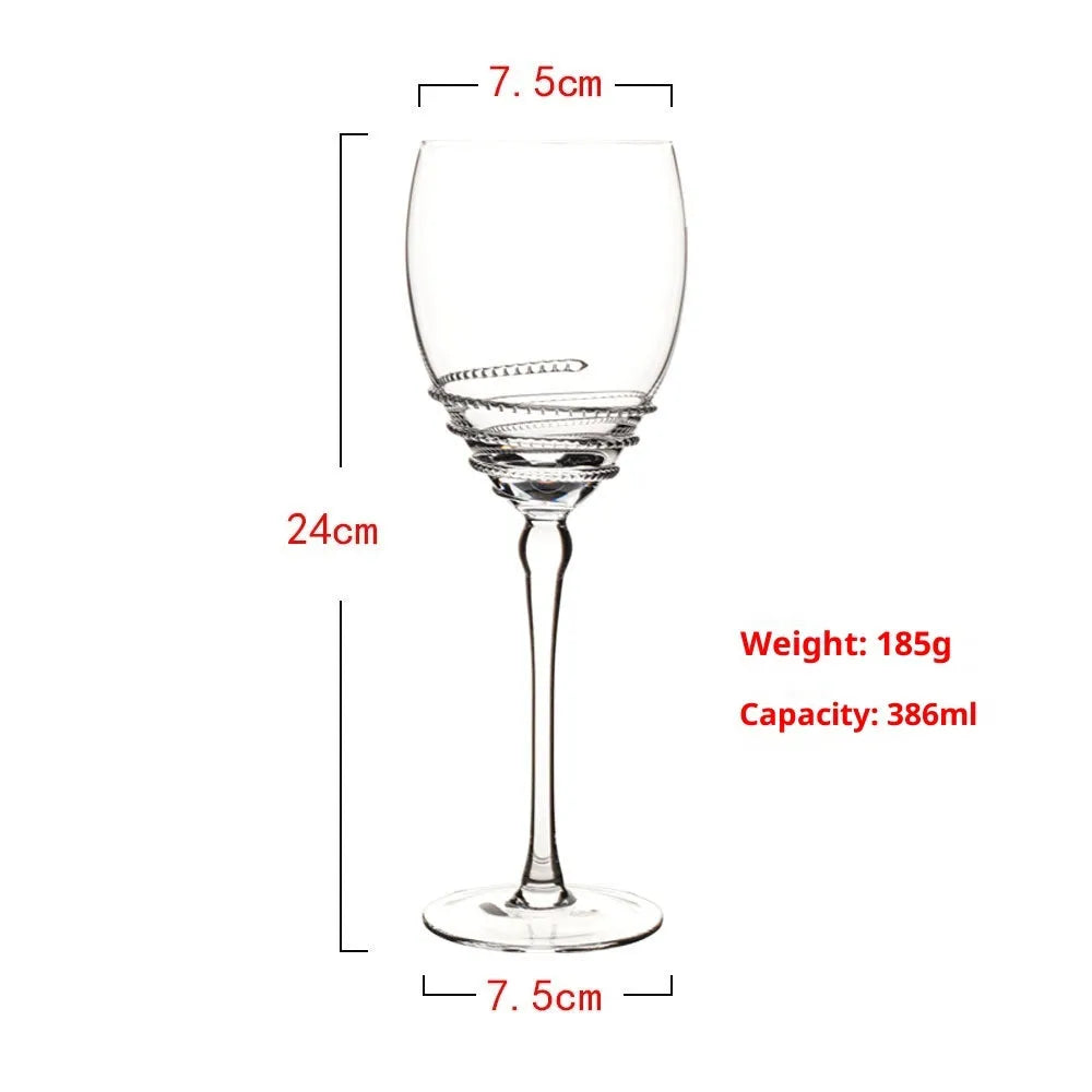 European-style vintage brushed red wine glass made of crystal glass, 301-400ml capacity, light luxury retro design, single glass