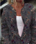 Women's 3D digital printing cardigan knitted coat with stereoscopic pattern, loose fit, and long regular sleeves