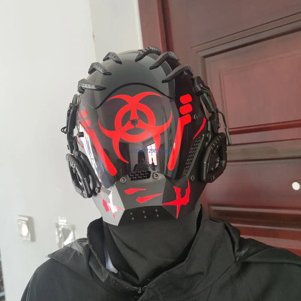 Black bioweapon tech full face prop mask helmet for costume events