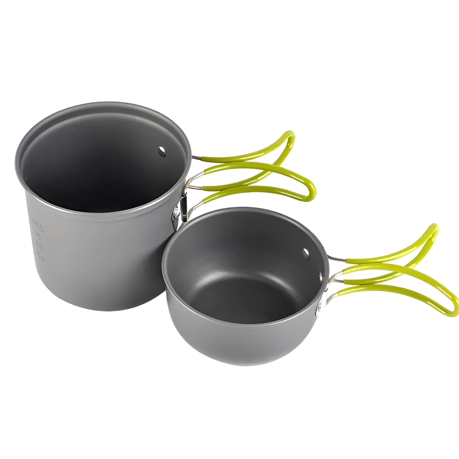 Green DS-101 camping cookware small aluminium pot with lid and mesh bag