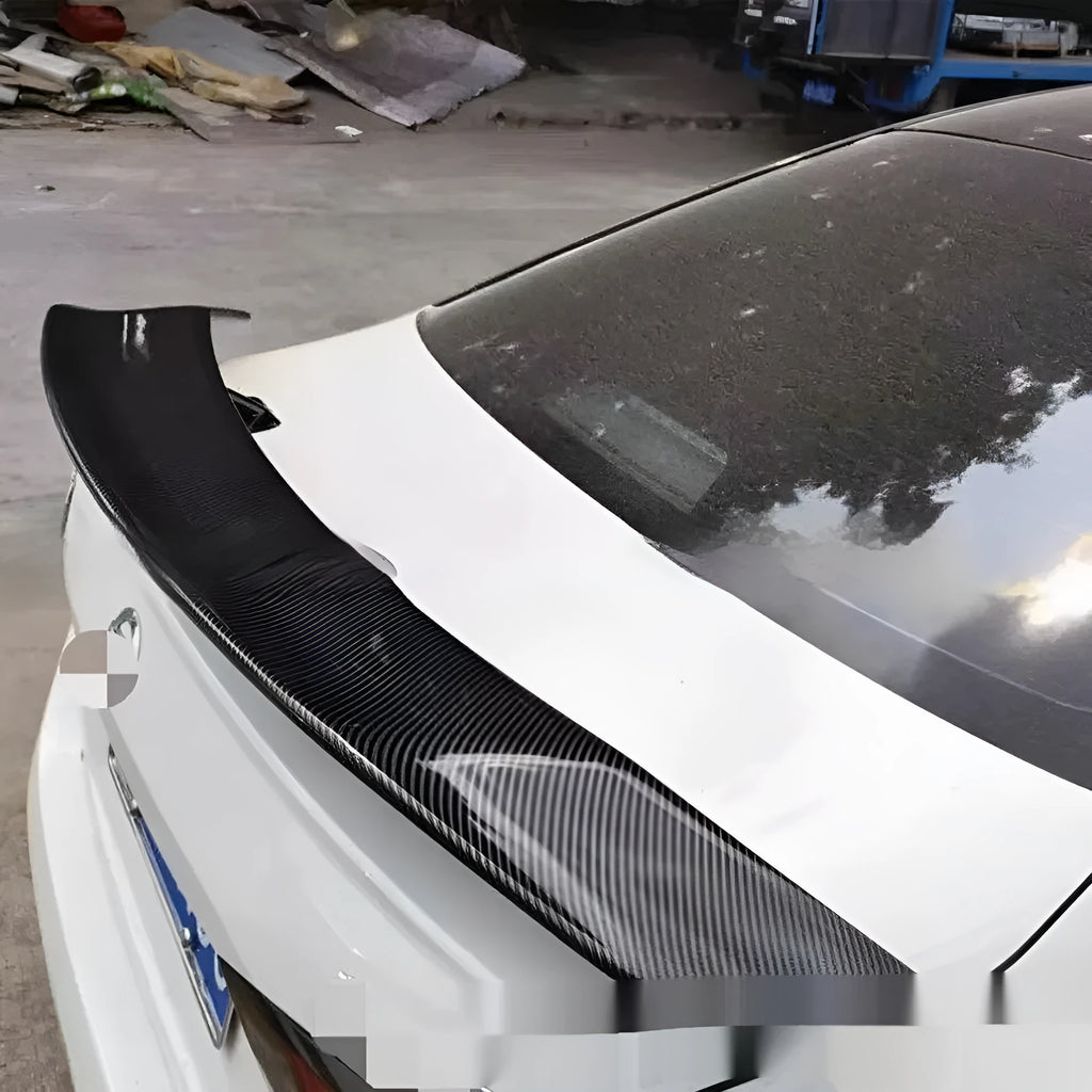 Universal punch-free ABS car spoiler shown in carbon pattern finish