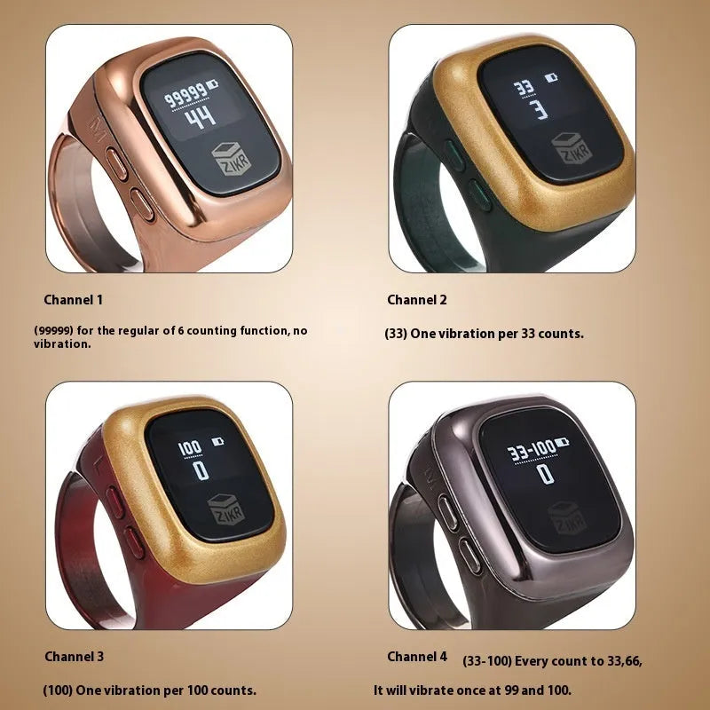 Electronic digital counter for zikr and prayer counting with vibration reminder function