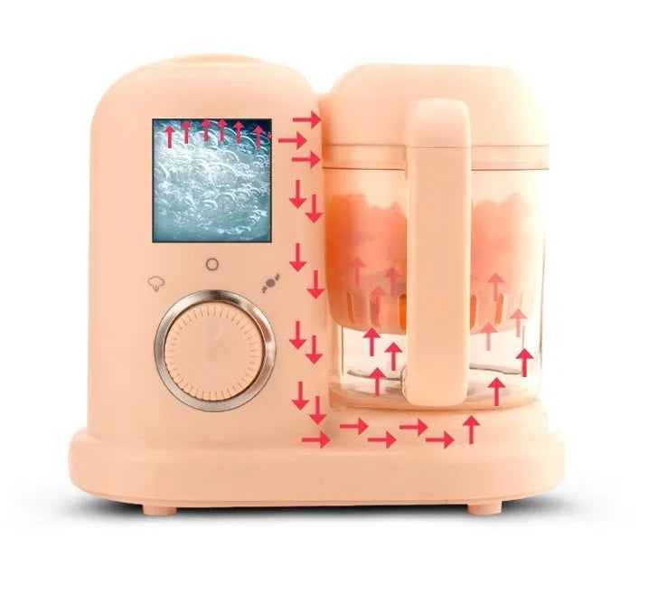 Baby food processor and steamer blender in green or pink with 10-litre capacity