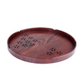 Wooden serving plate with 12 compartments and cherry blossom design measuring 30cm diameter