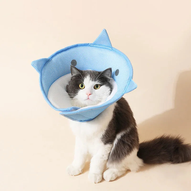 Black soft dog cone for surgery with gentle fabric edge
