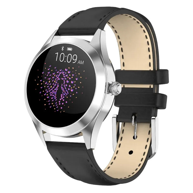 Women's multi-functional sports smartwatch with heart rate monitor on wrist