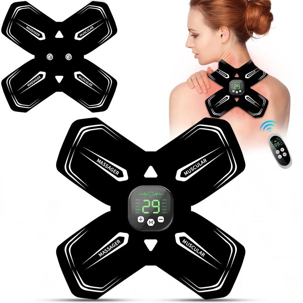 EMS massager cervical vertebra massage pad in white or blue with USB power and remote control or ordinary style options