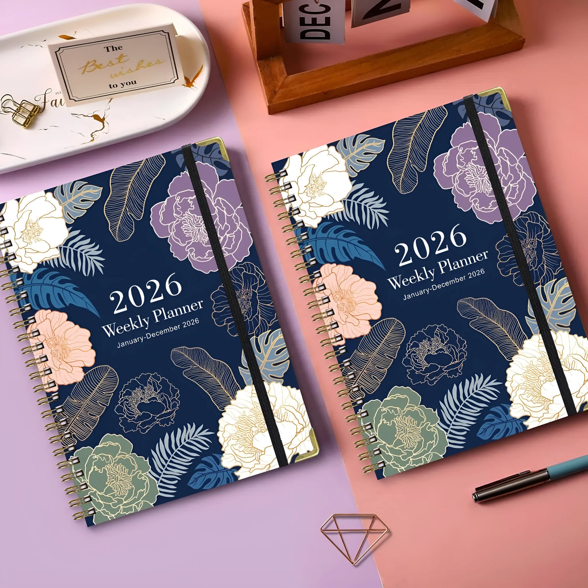 2026 A5 coil diary notebook with paper cover in eight colour options B08 B09 B10 B11 B12 B13 B14 B15