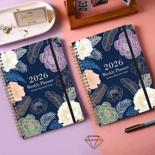 2026 A5 coil diary notebook with paper cover in eight colour options B08 B09 B10 B11 B12 B13 B14 B15