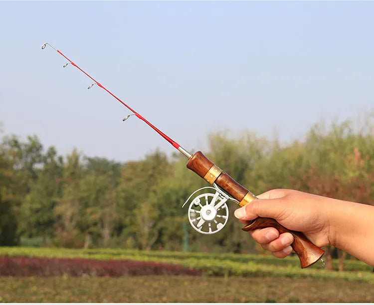 FRP ice fishing rod portable outdoor pole with straight handle and smooth line release
