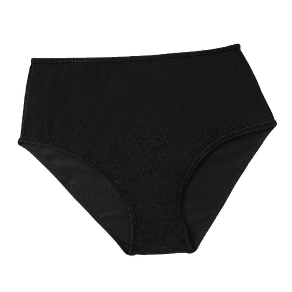 Women's high waist double-layer swimsuit in black or coconut tree print for swimming activities