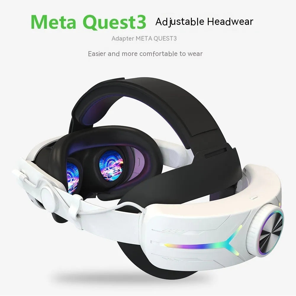 VR headset charging head strap for Meta Quest 3 with 8000 mAh power, ABS body, 27cm x 17.5cm x 5cm, in Elite Colour, Pure White or Pure Black