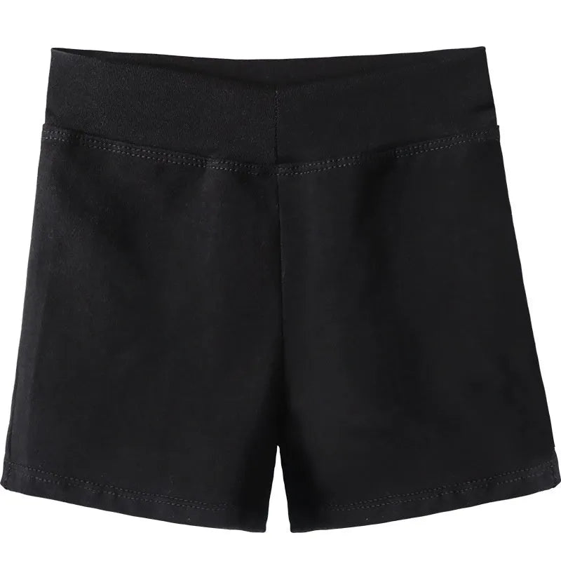 Black cotton ballet practice shorts for women in solid colour with sizing options