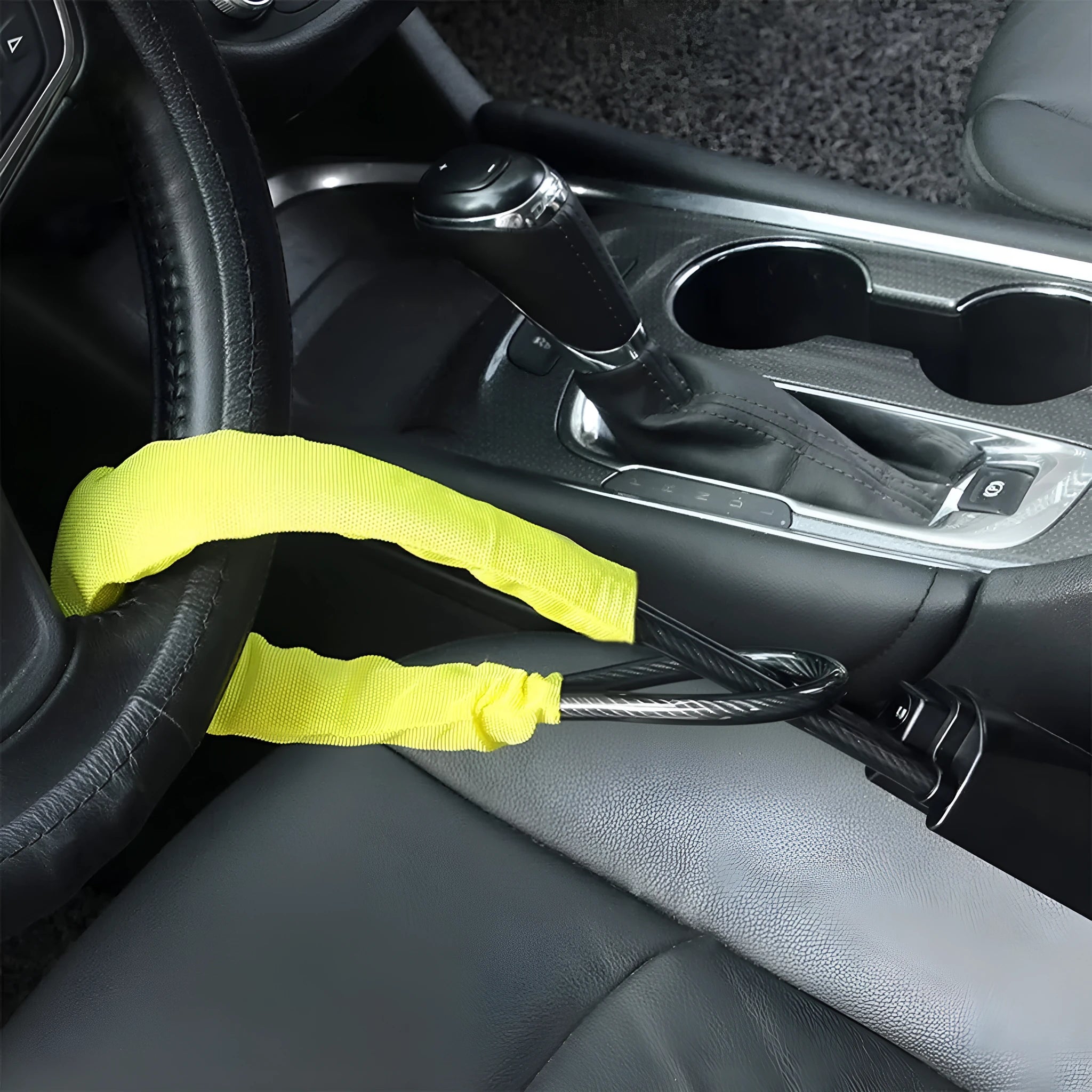 Car steering wheel wire rope security lock with iron construction for General Motors vehicles